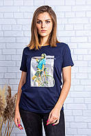 Стильная женская футболка Joggy синяя с принтом