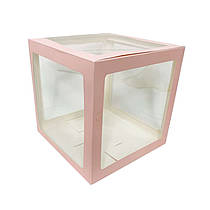 Коробка для декору прозора рожева 30х30 см