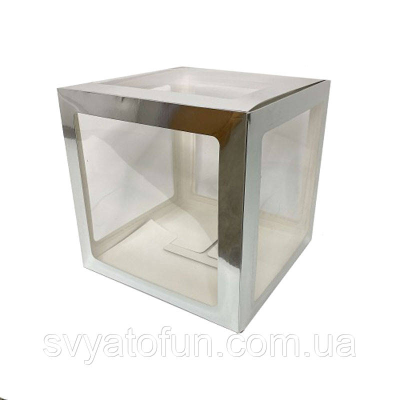 Коробка для декору прозора срібло 30х30 см
