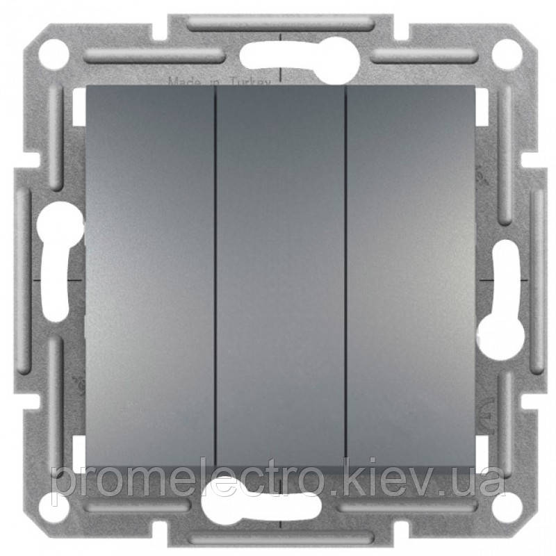 Вимикач Schneider-Electric Asfora 3-клавішний сталь (EPH2100162)
