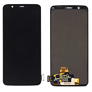 Дисплей (екран) для OnePlus 5T A5010 + тачскрін, чорний, OLED,  хорошої якості, з передньою панеллю