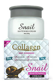 Колагеновий крем для обличчя Collagen Deep Cleansing Snail Whitening с муцином равлика, 80 г. (прим'ята упаковка)