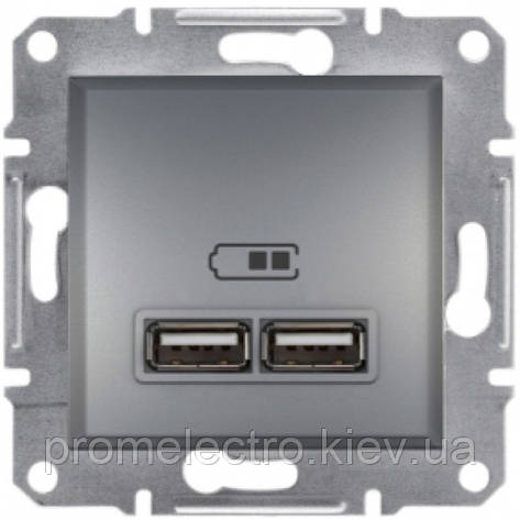 Розетка Schneider-Electric Asfora Plus USB сталь (EPH2700262), фото 1