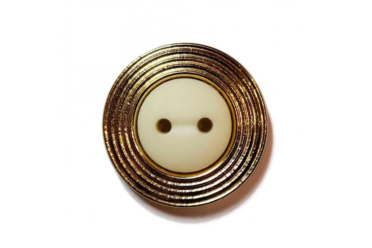 Ґудзик на два удари 22 мм золото з білим, фото 1