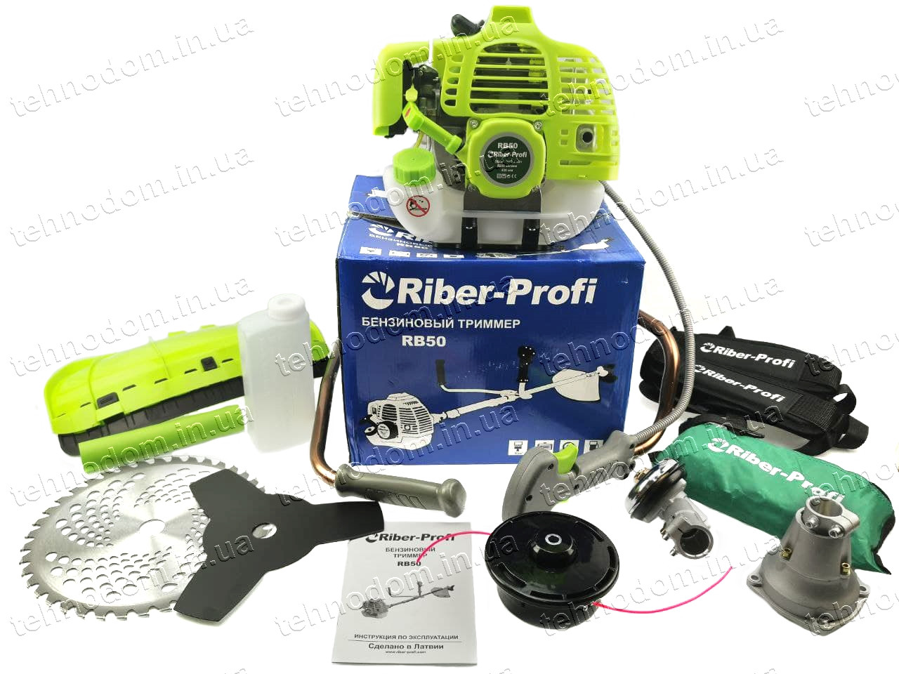 Бензокоса Riber-Profi RB50 (2 ножі, волосінь, ремінь-рюкзак)