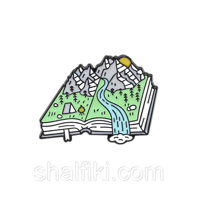 "Гори і річка книга" значок (пін) металевий