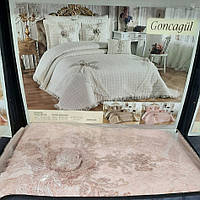 Королевское покрывало для спальни Goncagul Alceyiz с наволочками (260*270) розовое