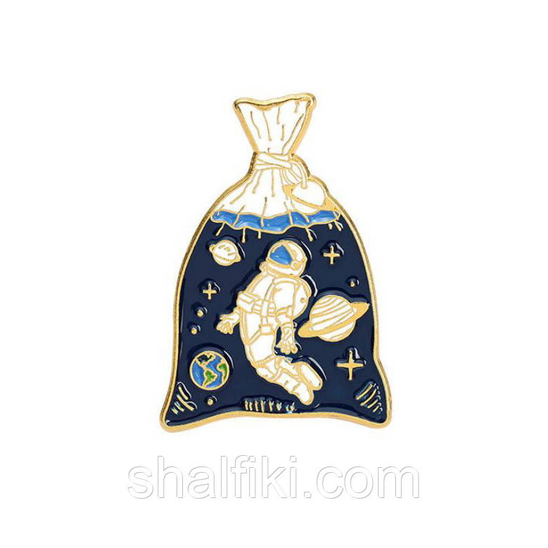 Купити "Космонавт і планети у пакеті" значок (пін) металевий, ціна 66 ...