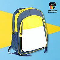 Рюкзак темно-синій із жовтим + друк фото/ картинка/ текст/лого/прикол