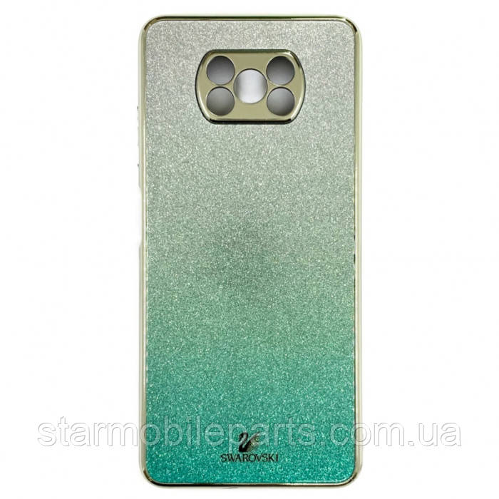 Чохол-накладка Swarovski Full Camera для Xiaomi Poco X3 бірюзова, фото 1