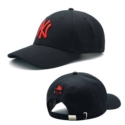 Кепка Бейсболка New York Yankees NY MLB Нью-Йорк Янкіз Чорна з червоним лого, фото 1