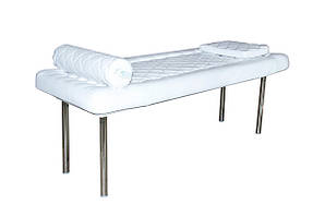 Стаціонарний масажний стіл-кушетка біла для масажу стіл з отвором для обличчя + масажний валик