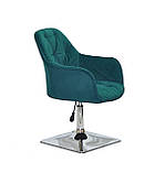 Крісло з підлокітниками перукаря Маріо MARIO 4 - CH - BASE зелений оксамит, фото 3