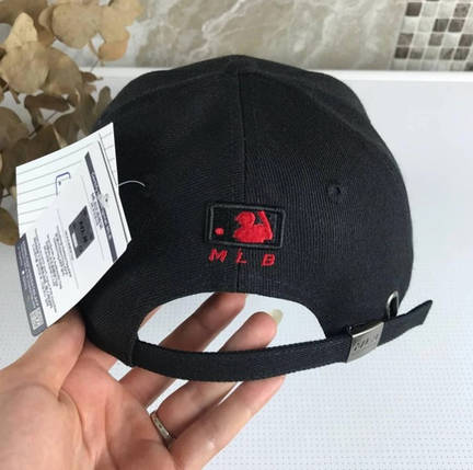 Кепка Бейсболка New York Yankees NY MLB Нью-Йорк Янкіз Чорна з червоним лого, фото 4