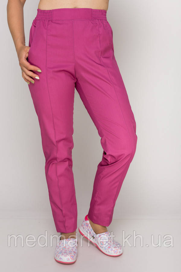 Штани медичні жіночі ELIT COTTON завужені. Фуксія