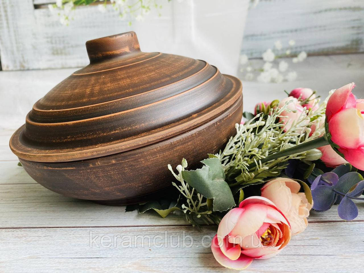 Жаровня з червоної глини Керамклуб 1,3 л, фото 1