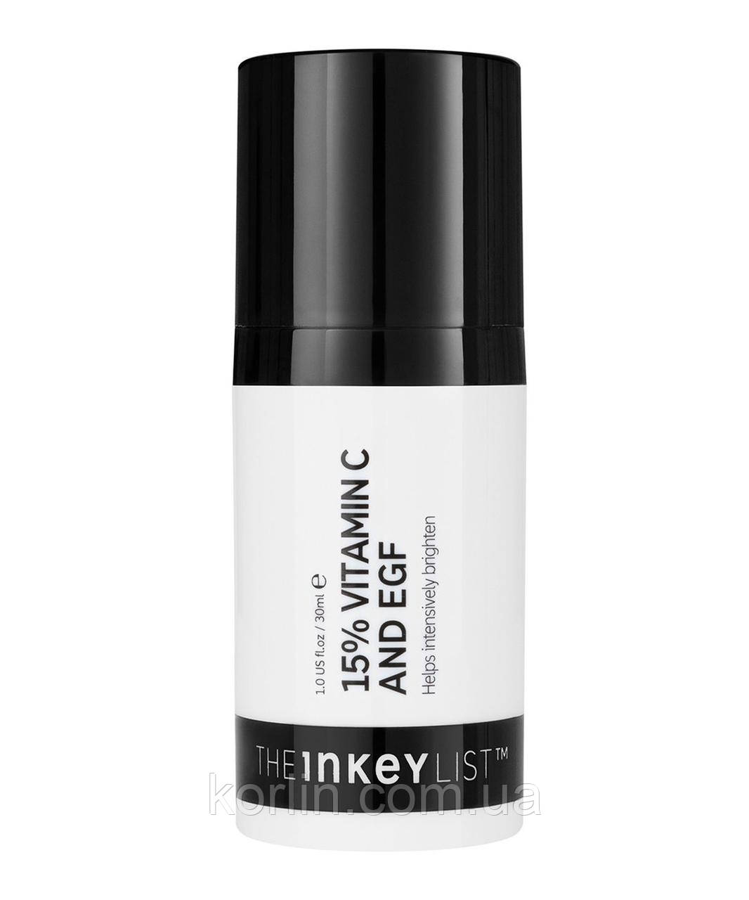 The Inkey List 15% Vitamin C and EGF Serum Антивікова й Освітлювальна сироватка для обличчя з вітаміном С