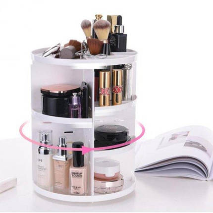 Органайзер для косметики, що обертається 360° Rotation Cosmetic Organizer (рожевий, білий, чорний), фото 1
