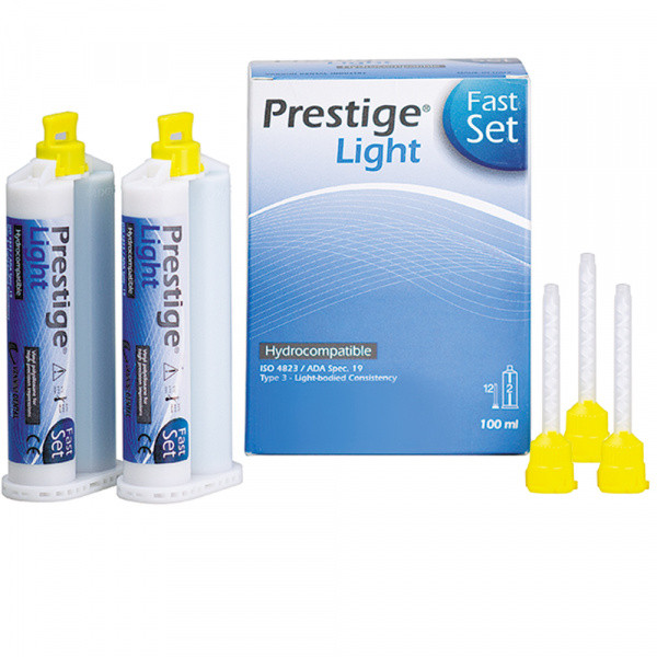 PRESTIGE-Light, 2х50 мл, 12 насадок, А-силіконова корегуюча маса (тип III).