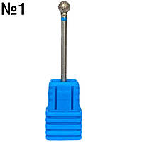 Фреза алмазна (куля з синьою насічкою) для шліфування кутикули №1