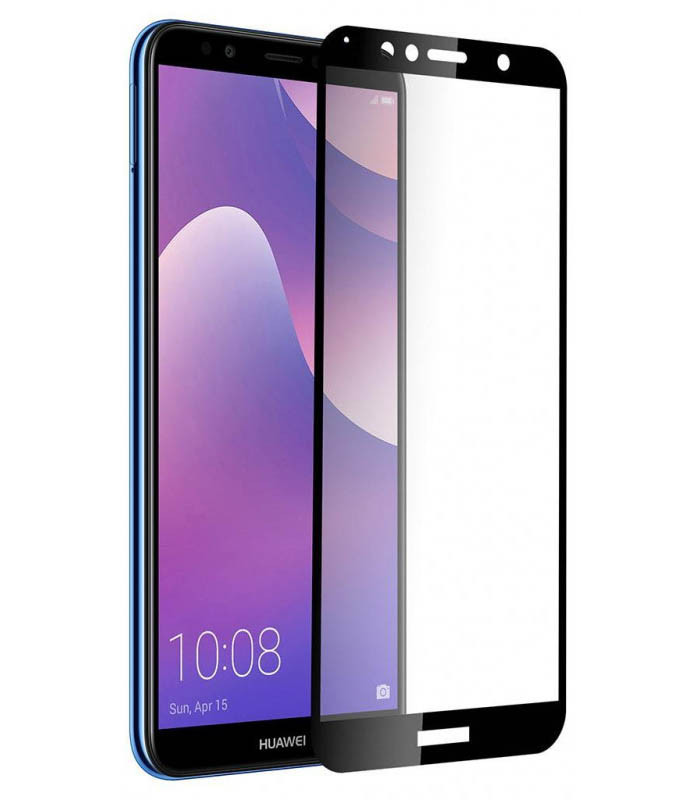 Скло захисне для Huawei Y7 (2018) (0,3мм, 5D, чорне) Full Glue