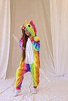 Кигуруми пижама Радужный Единорог унисекс для детей и подростков (1001 / 2001)