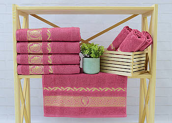 Рушник махровий банний Parisa Home "Греція" (фуксія) 70х140см.