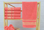 Рушник махровий банний Parisa Home "Греція" (яскраво-рожеве) 70х140см., фото 2