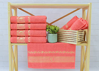 Рушник махровий для обличчя та рук Parisa Home "Греція" (яскраво-рожеве) 50х100см.