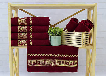 Рушник махровий банний Parisa Home "Греція" (бордо) 70х140см.