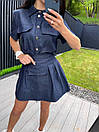 Джинсовий спідничний костюм з сорочкою з коротким рукавом і спідницею дзвіночок (р. S, M) 9101991, фото 6