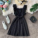 Літнє плаття з прошвы в чорному кольорі з обробкою з мережива і поясом (р. 42-44) 79032784, фото 4