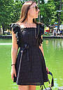Літнє плаття з прошвы в чорному кольорі з обробкою з мережива і поясом (р. 42-44) 79032784, фото 8