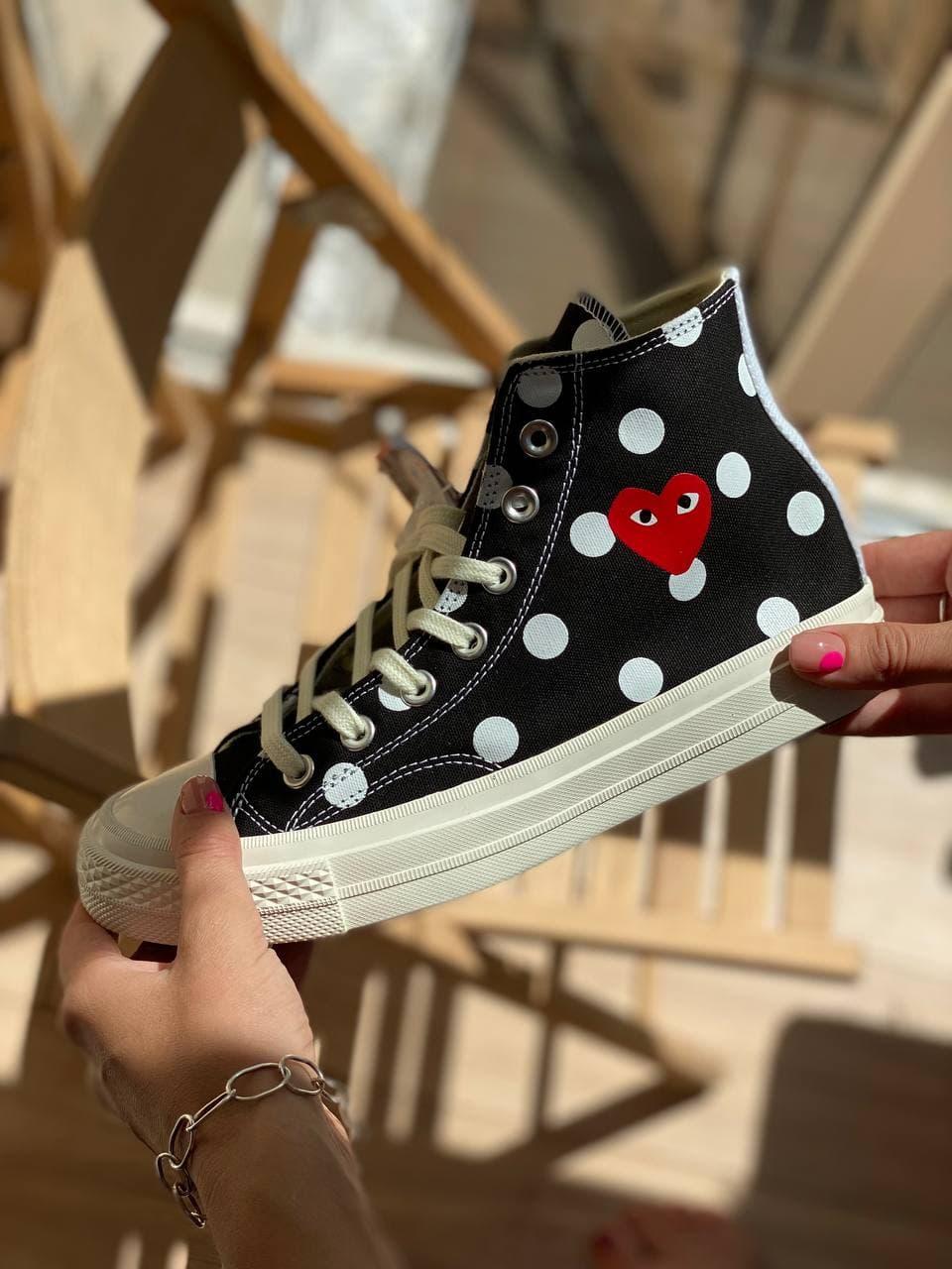 Жіночі кеди Converse Chuck Taylor All-Star 70s Hi Comme des Garcons PLAY Polka Dot Black 157250C, фото 1