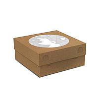 Коробка крафт картонная 205х205Х90 50 шт с окошком для торта, продуктов питания, подарков крафт