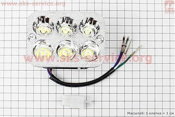 ФАРЫ КВАДРАТНОЙ ВНУТРЕННЯЯ ЧАСТЬ 6-LED, 90*65ММ, TUNING