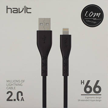 Кабель USB > lightning Havit HV-H66 2.0A 1м black