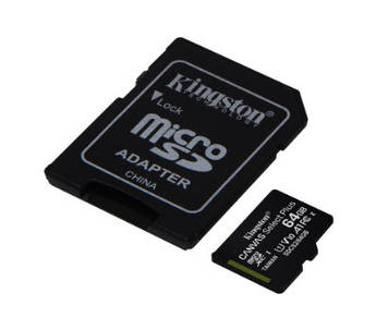 Карта пам`яті 64Gb Micro-SDXC(UHS-1)Kingston Canvas SelectPlus R-100MB/s(adapter)class10A1