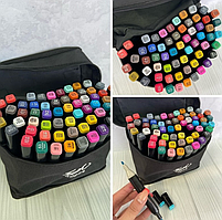 Великий набір товстих двосторонніх скетчмаркеров 60 кольорів в сумці (трикутні)