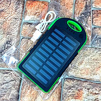 Power Bank Solar солнечным зарядом и LED фонарем Черно-Зеленый Реальные фото