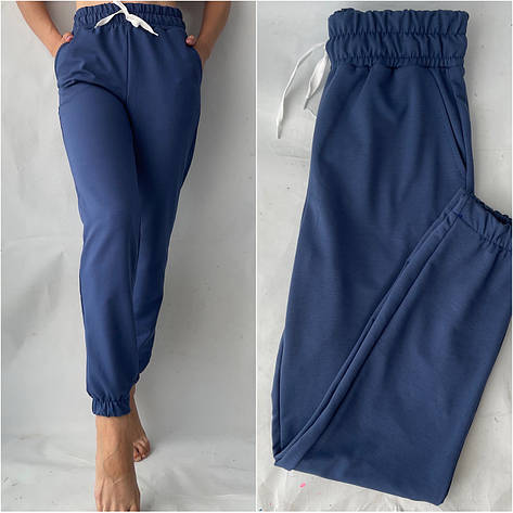 Стильні трикотажні штани, No 160 джинсовий, фото 1