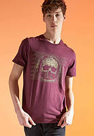 Бордовая мужская футболка Defactо/Дефакто с принтом-череп