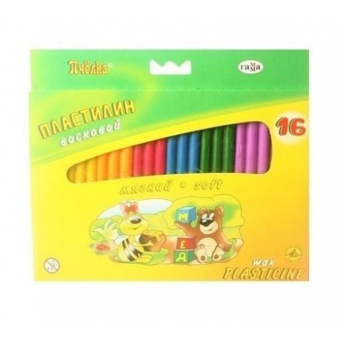 Пластилін восковий 16 кольорів 240гр "Гамма" 280030Н Бджілка стек