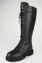 Чоботи з високою шнурівкою Berkonty 9122 37 Чорний шкіра 36