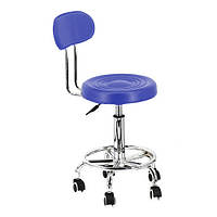 Стілець майстра зі спинкою на колесах (синій)