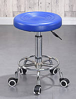 Стілець майстра без спинки на колесах (синій)