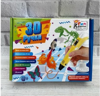 Дитяча 3D-ручка для малювання об'ємних моделей Fun Game (жовта)