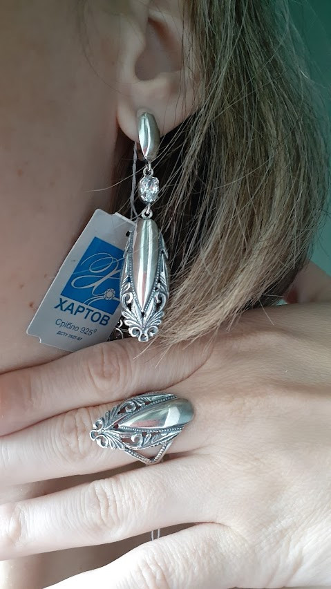 Срібний комплект Хартів без каменів, фото 1