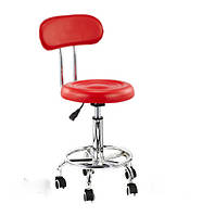 Стілець майстра зі спинкою на колесах (червоний)