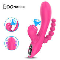 Вібратор 3 в 1 з функцією ссання для стимуляції точки G та аналу